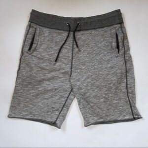 Aeropostale Men’s Marl Athletic Knit Shorts Carbon Grey Black, size Large